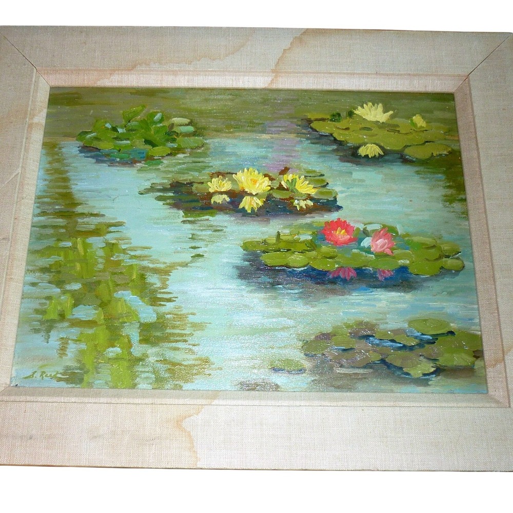 Original Oil Painting Water Lilies Pond Signed Susan Reed "Summer Reflections"
